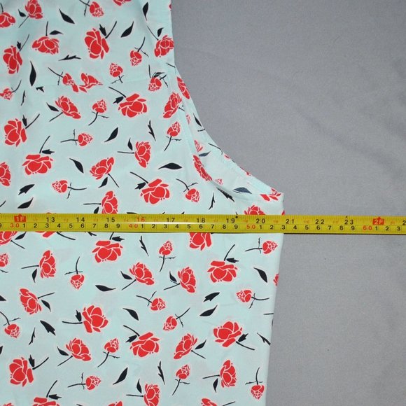 New Jones New York Sleeveless Blouse Size Large Blue & Red Poppy Floral Print - Picture 8 of 9